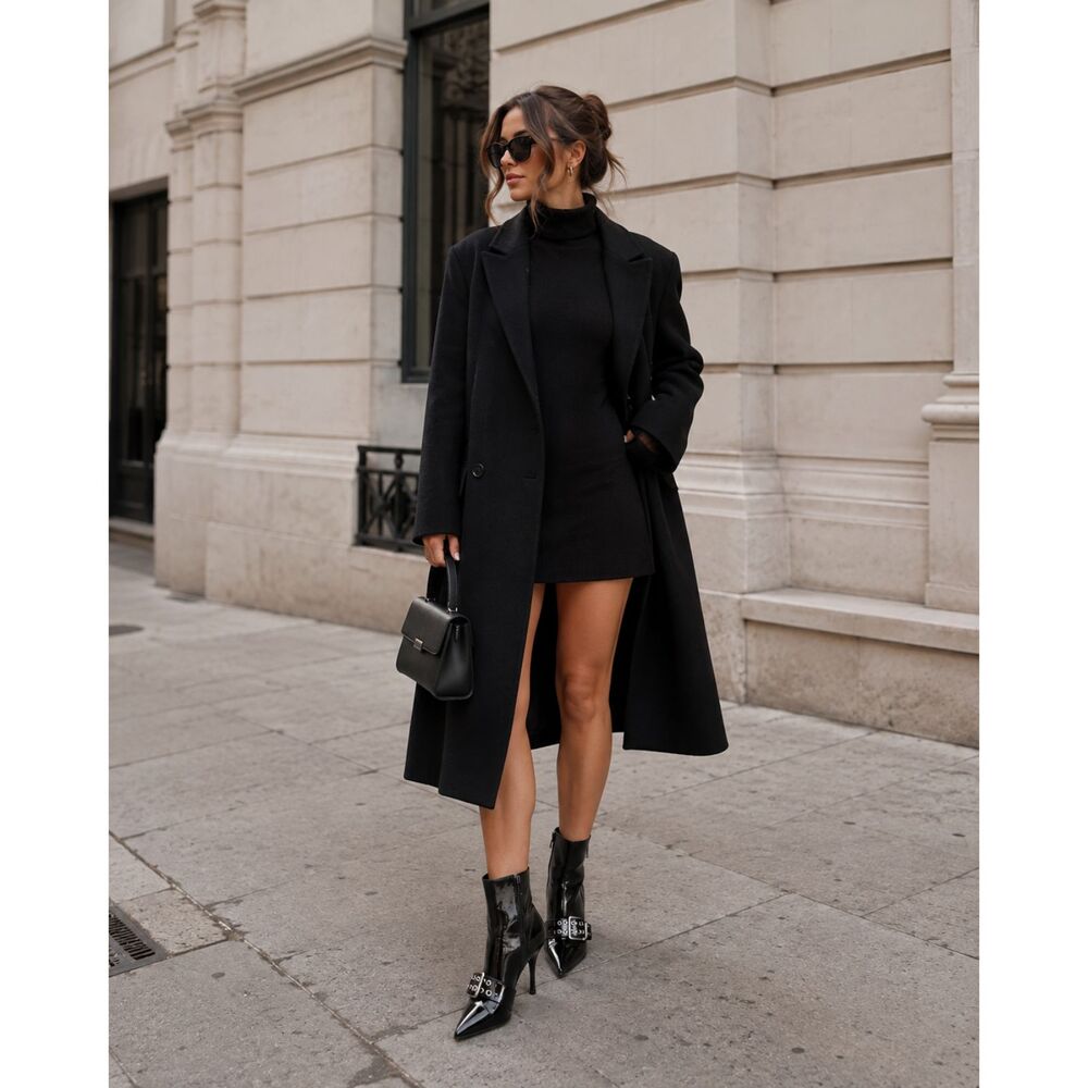Fashion Nova Gutter Black Leather Ankle Boots Women’s 6 Pointed Toe Buckle